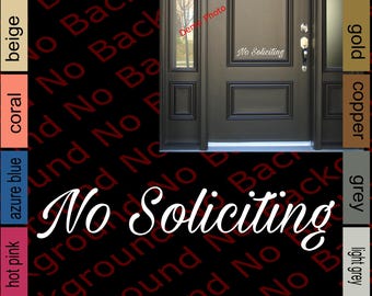 No Soliciting Sign Business Glass Door Window Vinyl Decal Die Cut No Background Sticker for Restaurant Shop Store Entrance BS009
