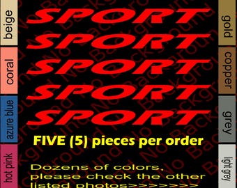 Set of 5 pieces x SPORT Racing Door Handle Wheel Rims Spoke Vinyl Decal Die Cut Sticker for Rear Side Mirrors Performance Car Windows RC133