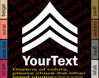 Custom Name Text Police Sergeant SGT Vinyl Die Cut Decals Sticker for United States Rank Law Enforcement Army Military Car Window AY015R