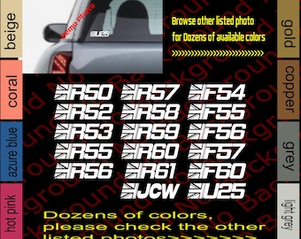 UK Flag Union Jack Vinyl Decal Die Cut Sticker for Mini Cooper R50 R52 R53 R55 R56 R57 R58 R59 R60 R61 F54 F55 F56 F57 F60 JCW Window MN011