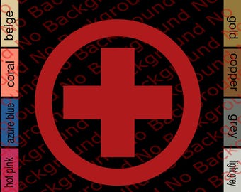 Red Cross Vinyl Die Cut Decal Sticker | Medical First Aid Kits Sign | Round Symbol | for Hospital Ambulance Projects | Plus FY164A