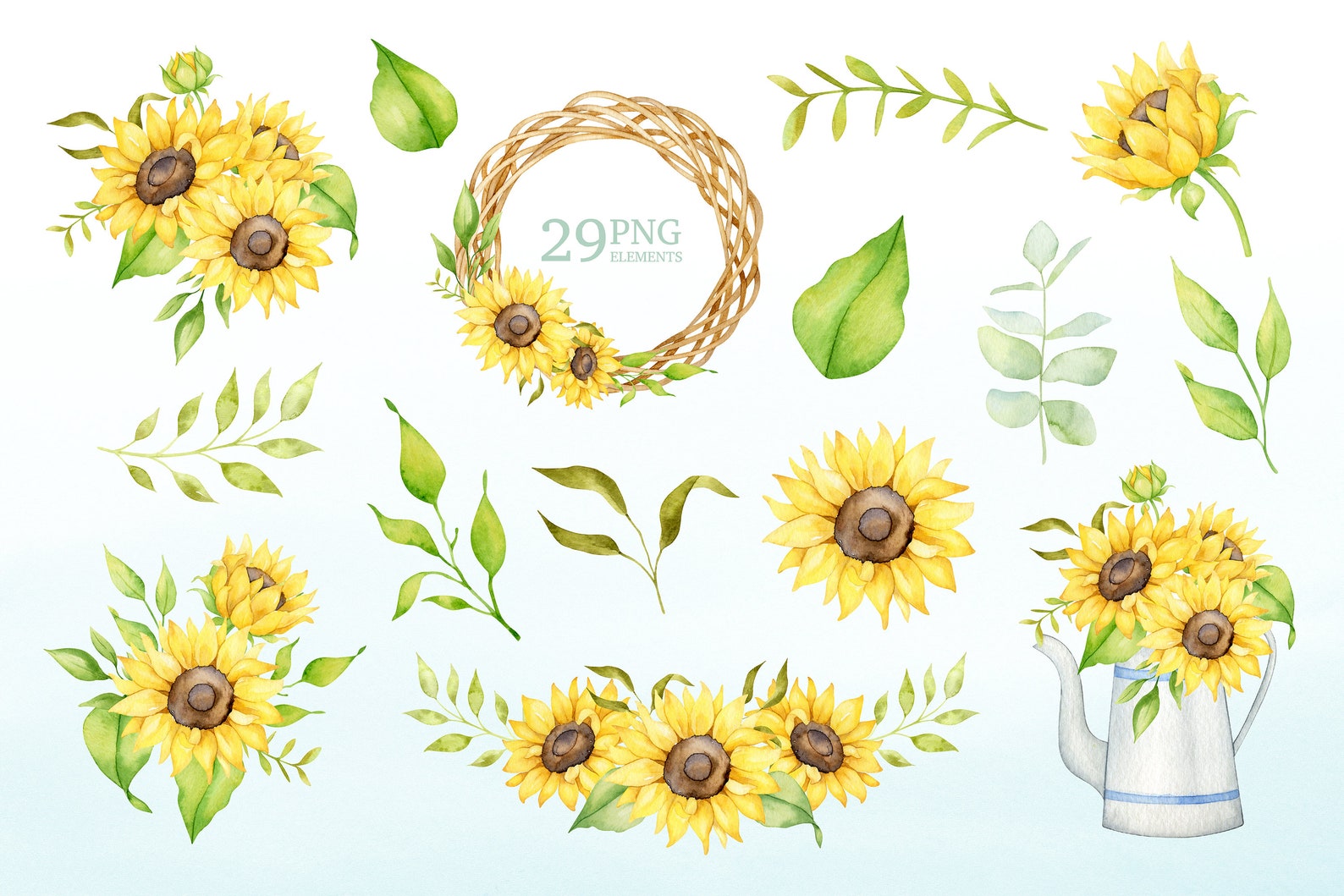Download Watercolor Sunflower clipart BUNDLE summer floral clipart ...