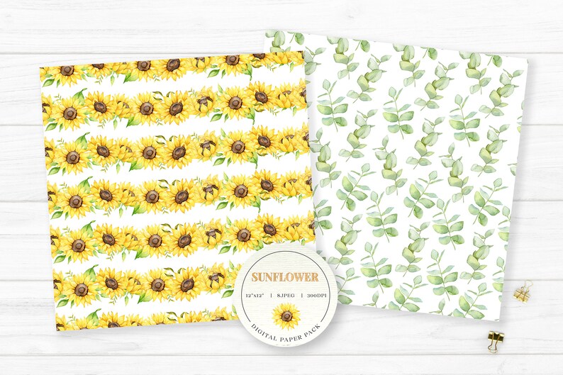 Sunflower Digital Paper Scrapbooking Printable Paper - Etsy