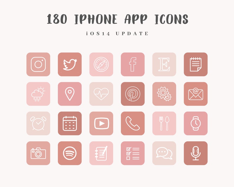 180 iOS 14 App Icons Pack Aesthetic Neutral Colors Pink | Etsy