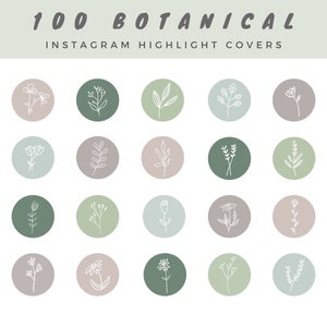 Icone di evidenziazione di Instagram botanico, copertine di Instagram disegnate a mano, Instagram Story Evidenzia icone, Fiori, Piante, Foglie