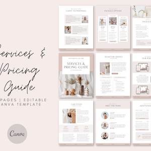 Services and Pricing Guide - Client Welcome Packet, Portfolio Template, Client Onboarding, Price List, Welcome Guide, Canva Template