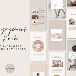 68 Instagram Story Templates - Engagement Booster, Editable Canva Templates, Social Media Templates, Branding Kit, Neutral, Bloggers, Coach