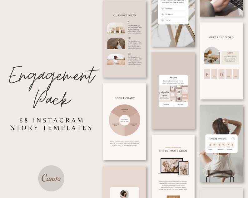 68 Instagram Story Templates Engagement Booster Editable - Etsy