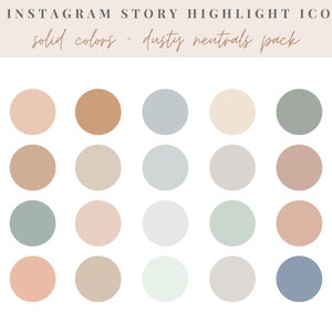 20 Solid Color Instagram Highlight Icons - Dusty, Neutral Colors, Instagram Highlight Covers, Social Media Icons, Branding Kit