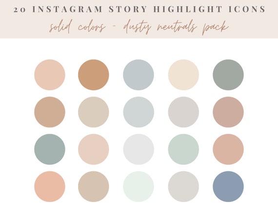 20 Solid Color Instagram Highlight Icons Dusty Neutral | Etsy