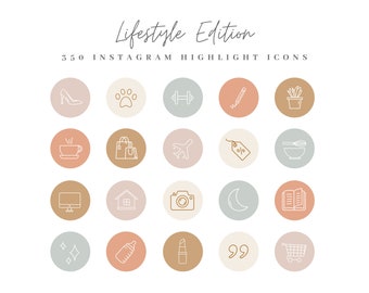 Stile di vita Instagram Evidenzia icone - Pastelli disattivati, Boho, Copertine di evidenziazione della storia di Instagram, Icone dei social media, Per blogger, Kit di branding