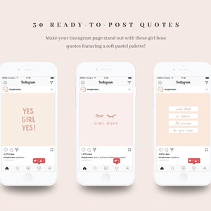 30 Instagram Post Templates Girl Boss, Motivational Quotes, Pink ...