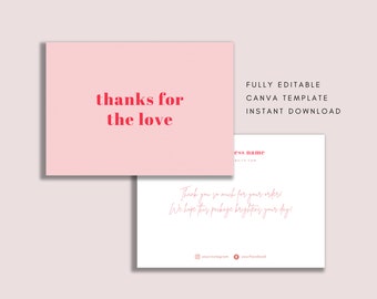 Biglietto di ringraziamento per il tuo ordine: retrò, modificabile, biglietto di ringraziamento, modello di biglietto, branding aziendale, kit di branding, biglietto per appunti, stampabile