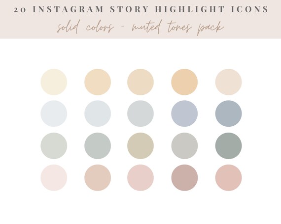 20 Solid Color Instagram Highlight Icons Muted Tones | Etsy