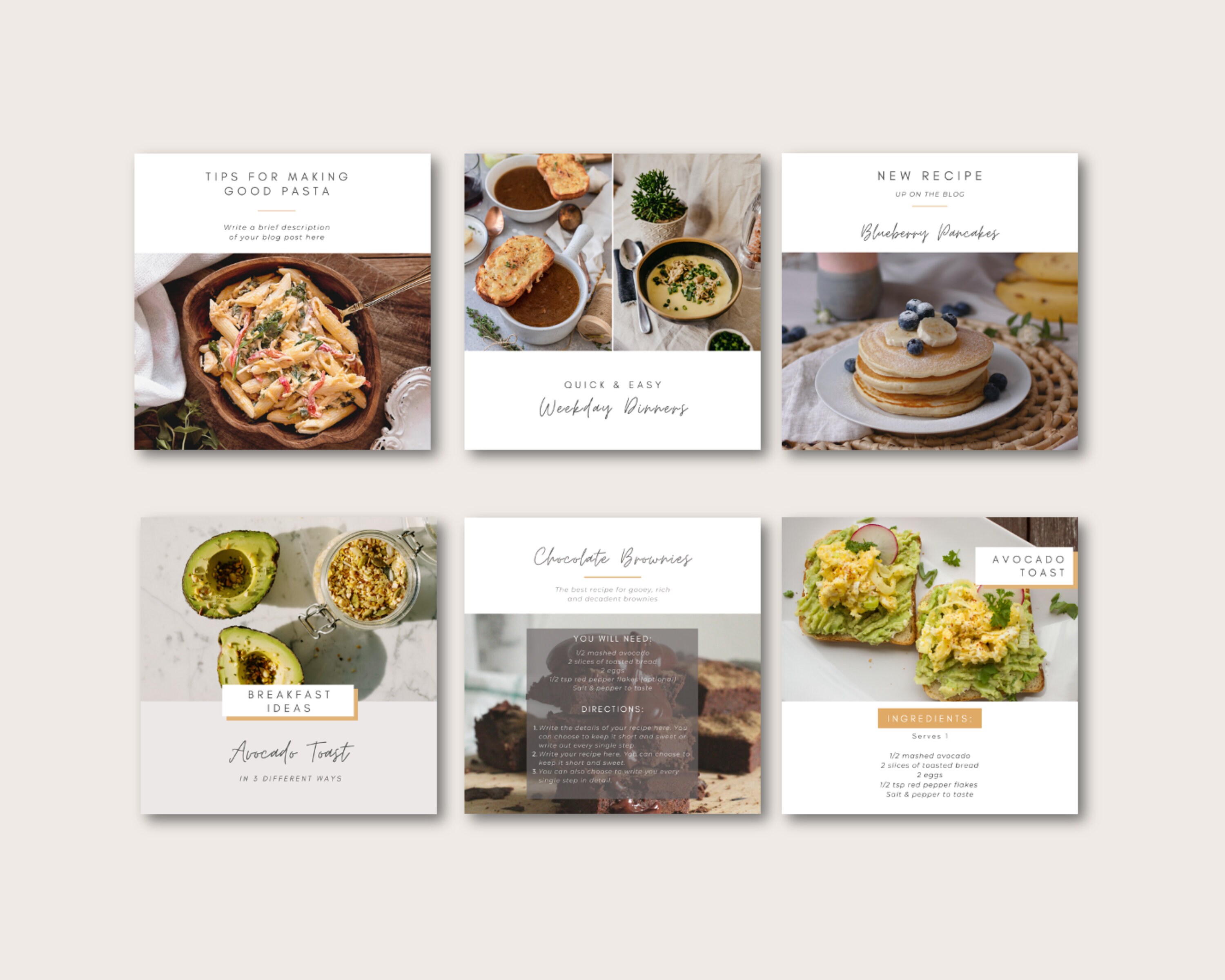 18 Food Instagram Post Templates Canva Templates Lifestyle - Etsy Canada