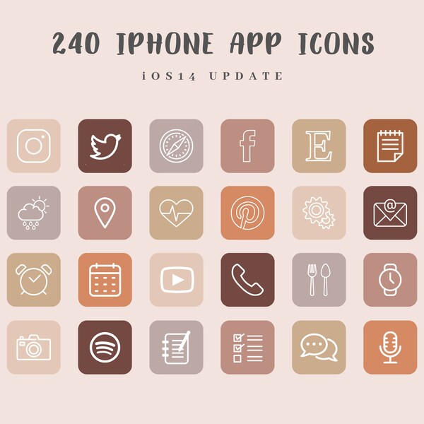 covers app on iphone 240 iOS 14 App Icons Pack - 40 Apps in 6 Colors, Aesthetic, Fall Colors, Autumn Neutrals, iPhone Icons, iPhone App Covers, Instant Download