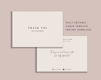 Biglietto di ringraziamento per il tuo ordine - Modificabile, Biglietto di ringraziamento, Modello di biglietto, Branding aziendale, Kit di branding, Biglietto per appunti, Stampabile