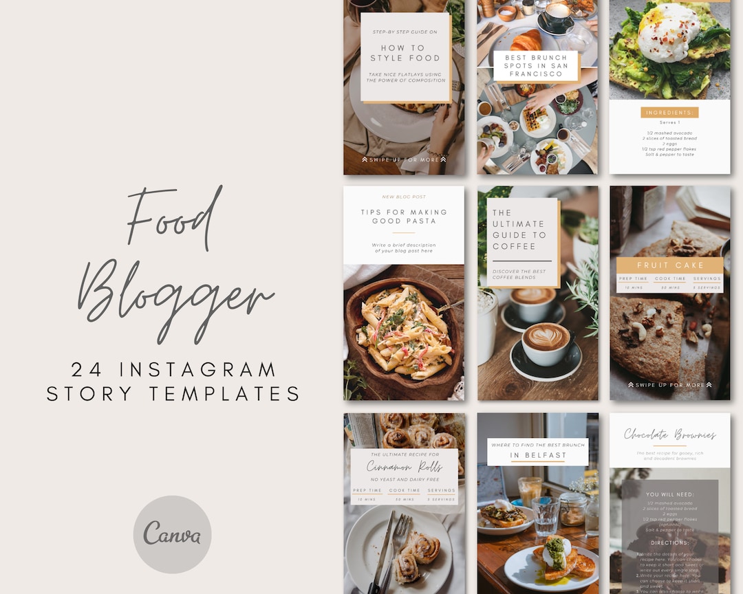 24 Food Instagram Story Templates - Canva Templates, Food Blogger ...