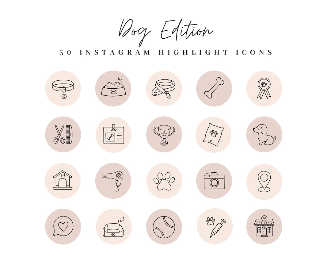 50 Dog Instagram Highlight Covers Neutral, Pet Highlights, Instagram