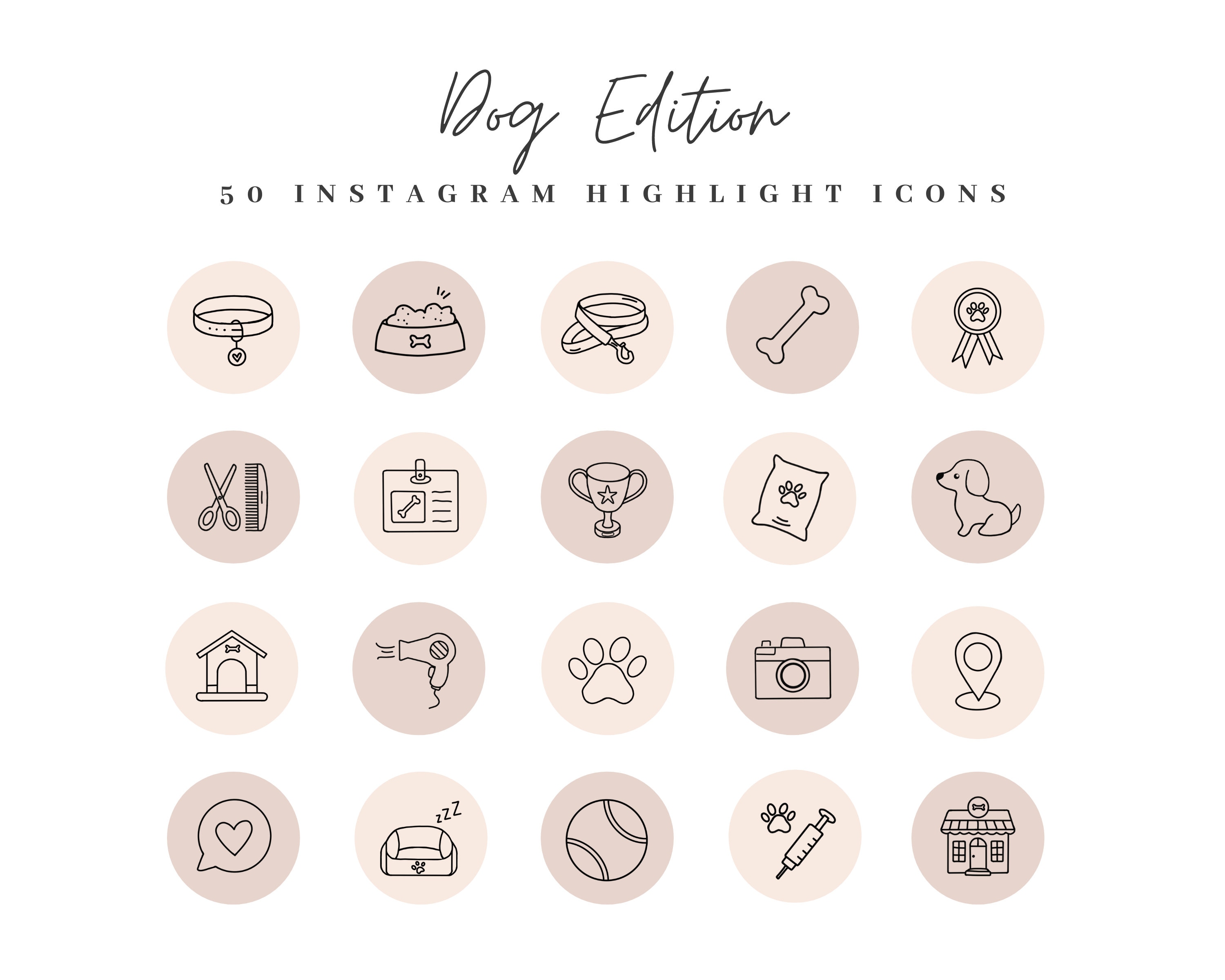 50 Dog Instagram Highlight Covers Neutral Pet Highlights Etsy India