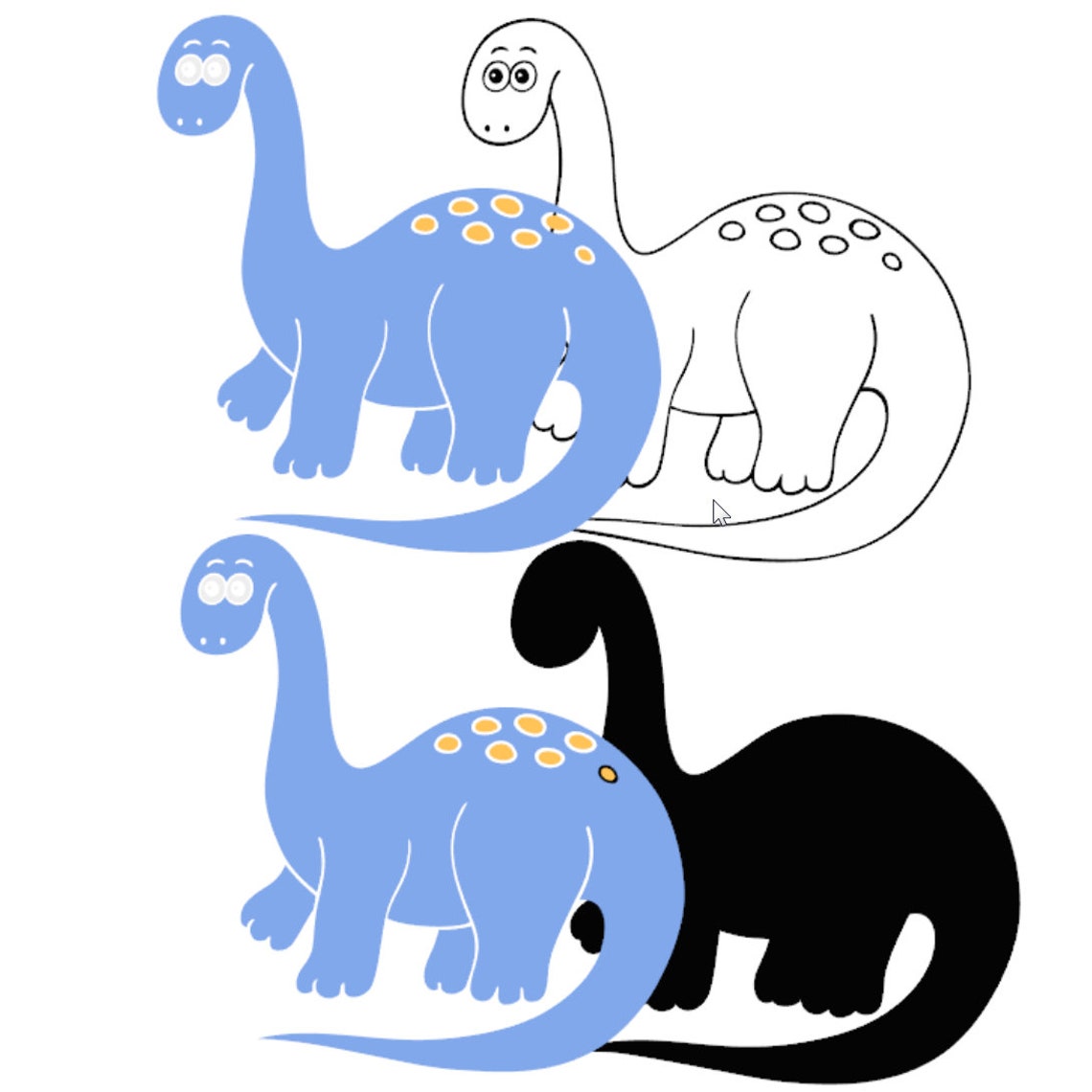 Cute Baby Dinosaur SVG Brontosaurus Cricut Silhouette Dino ...
