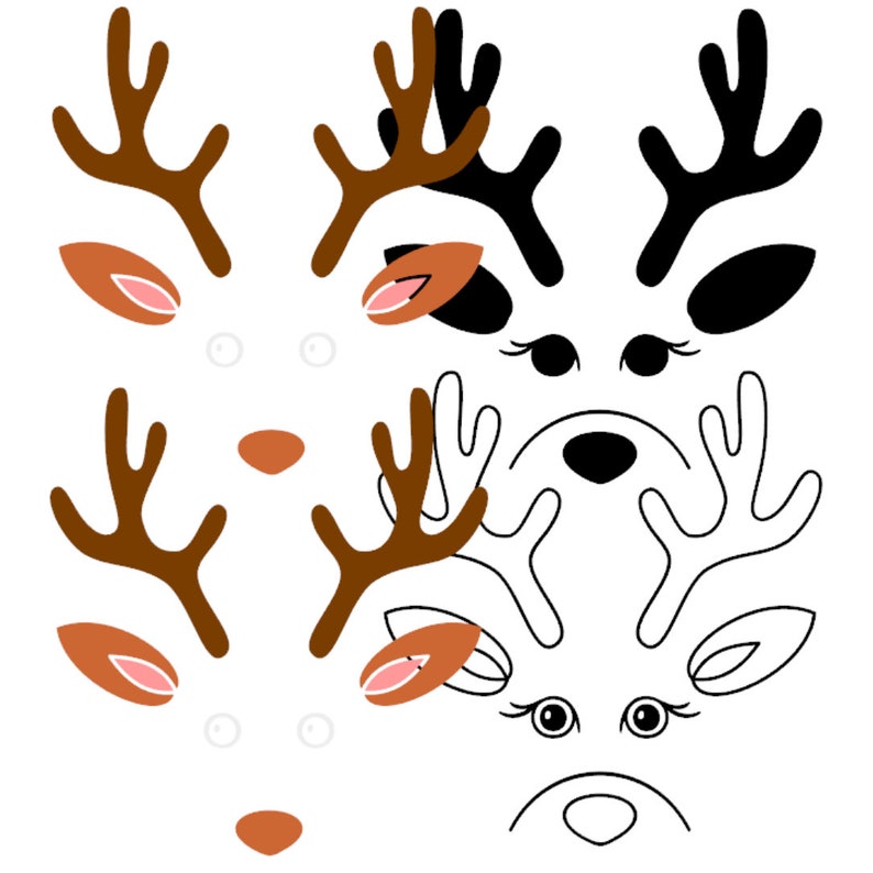 Download Christmas Deer Face SVG Cute Reindeer antler DXF Cricut | Etsy