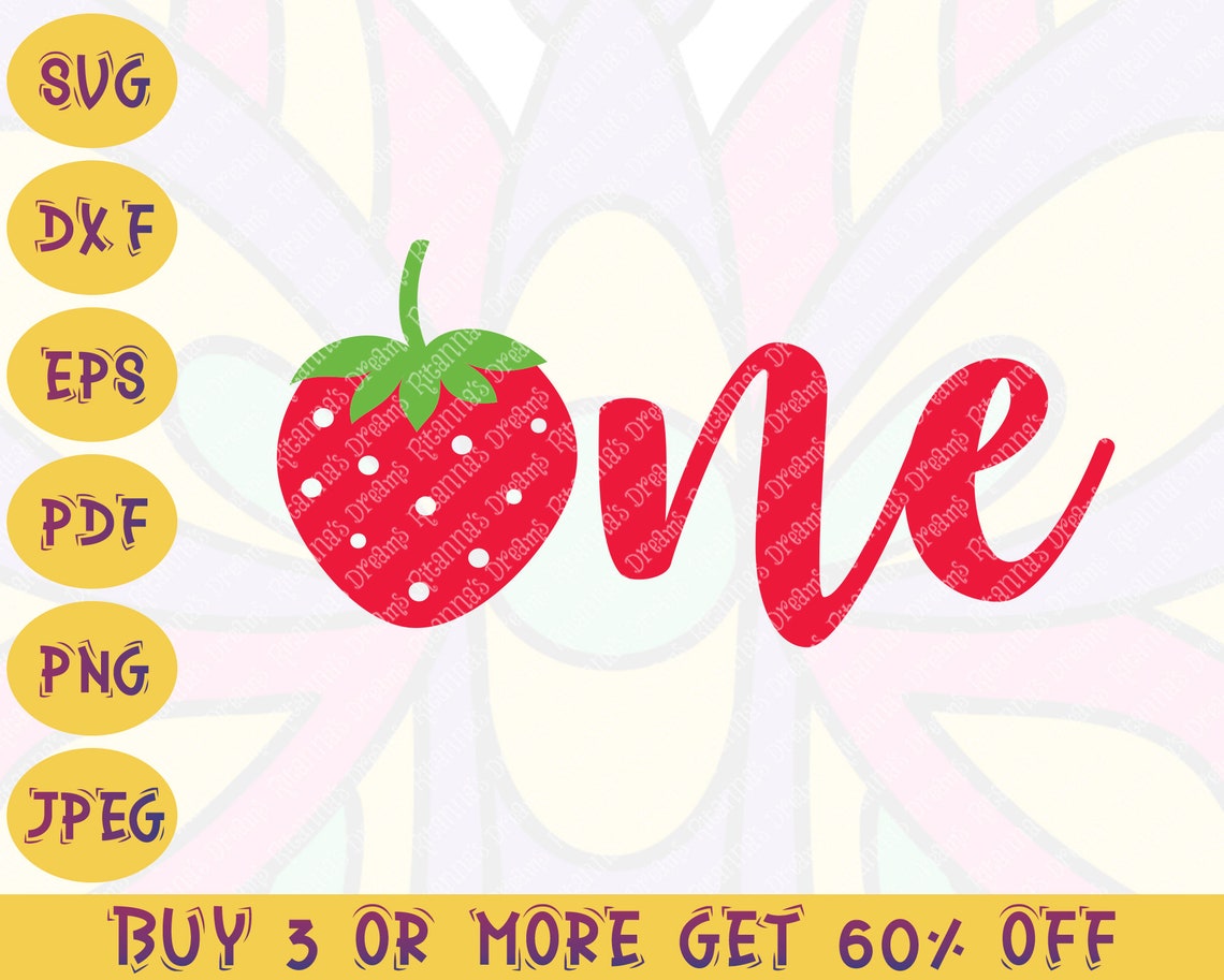 First Bday SVG One Strawberry PNG EPS Pdf Sweet berry girly | Etsy