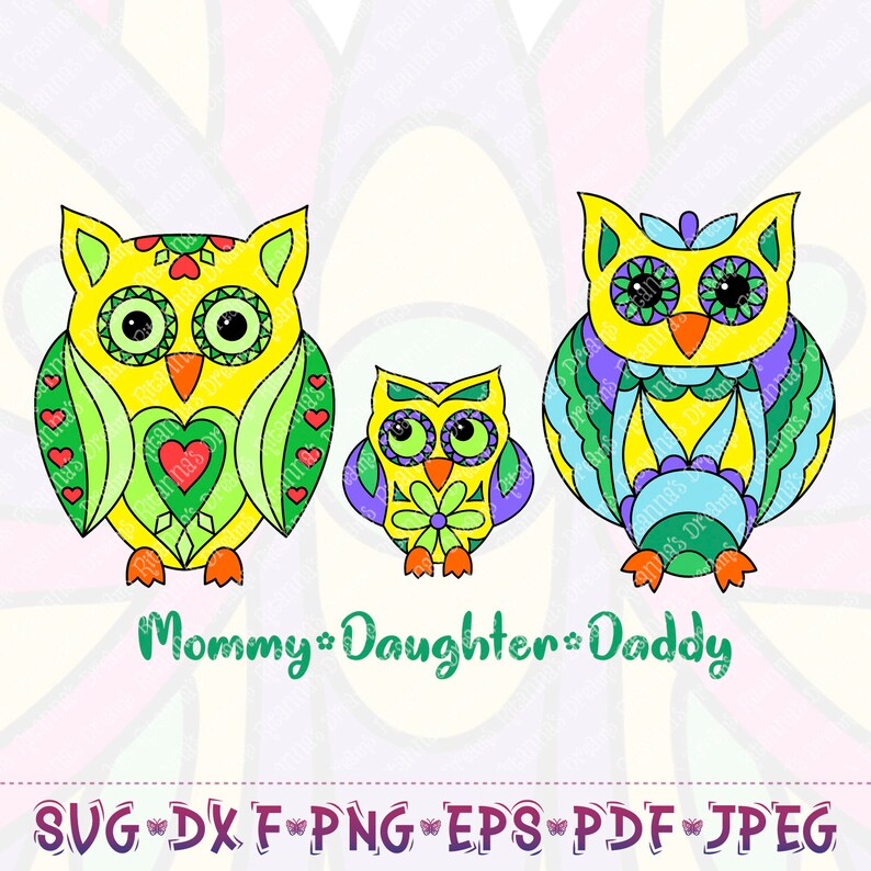 Download Owl Family SVG Cricut Silhouette Mommy Daughter Daddy Baby ...