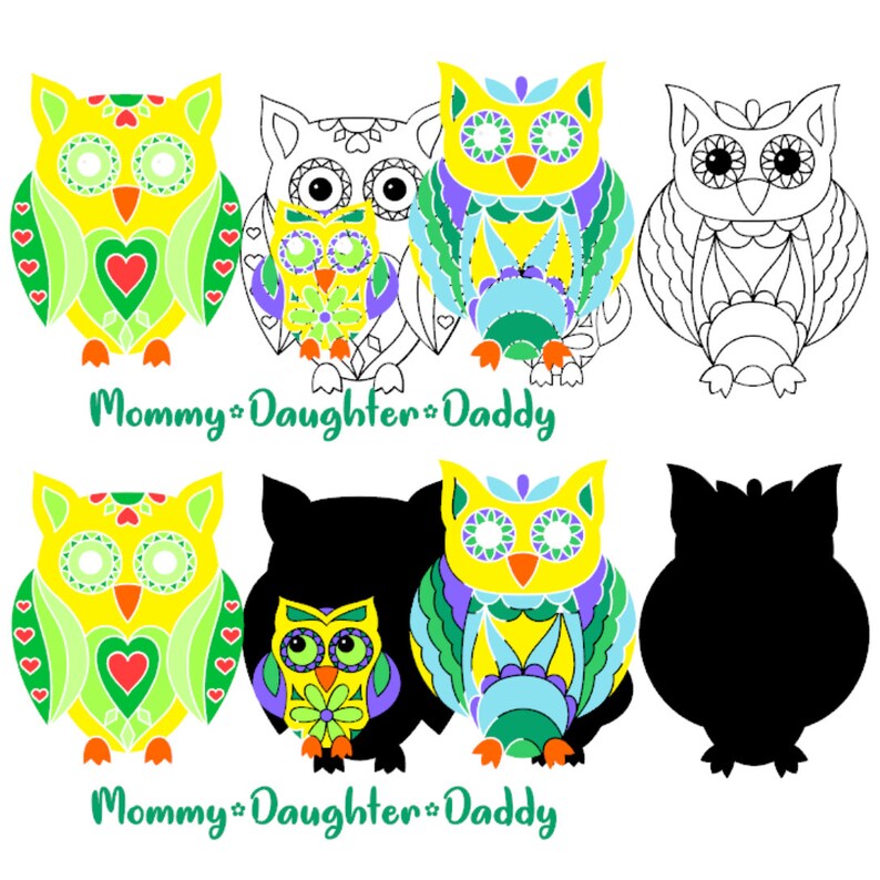 Download Owl Family SVG Cricut Silhouette Mommy Daughter Daddy Baby ...