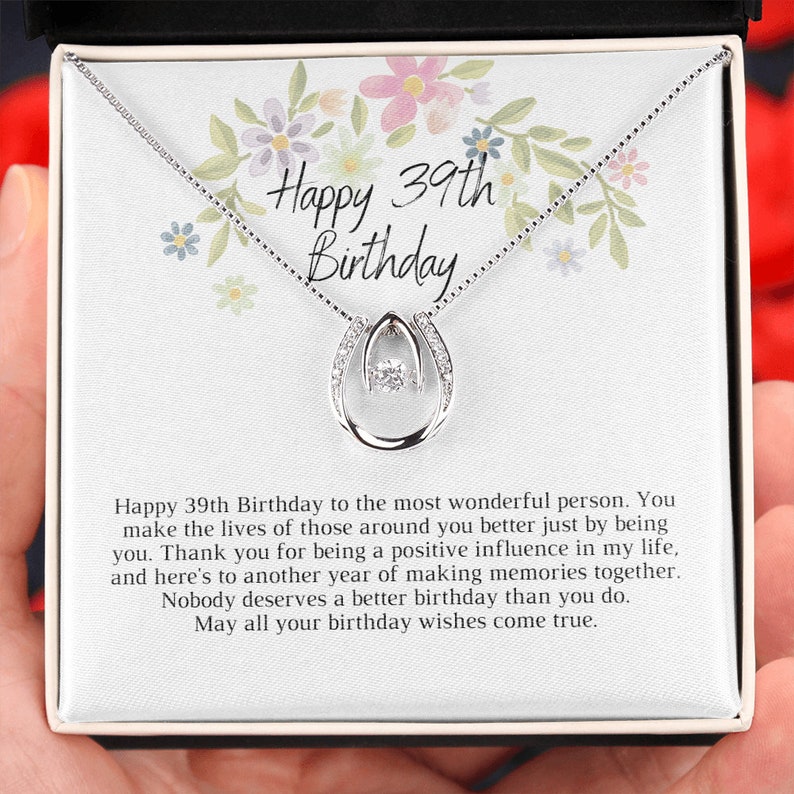 Happy 39th Birthday Necklace Gift Box Idea Message Card for - Etsy