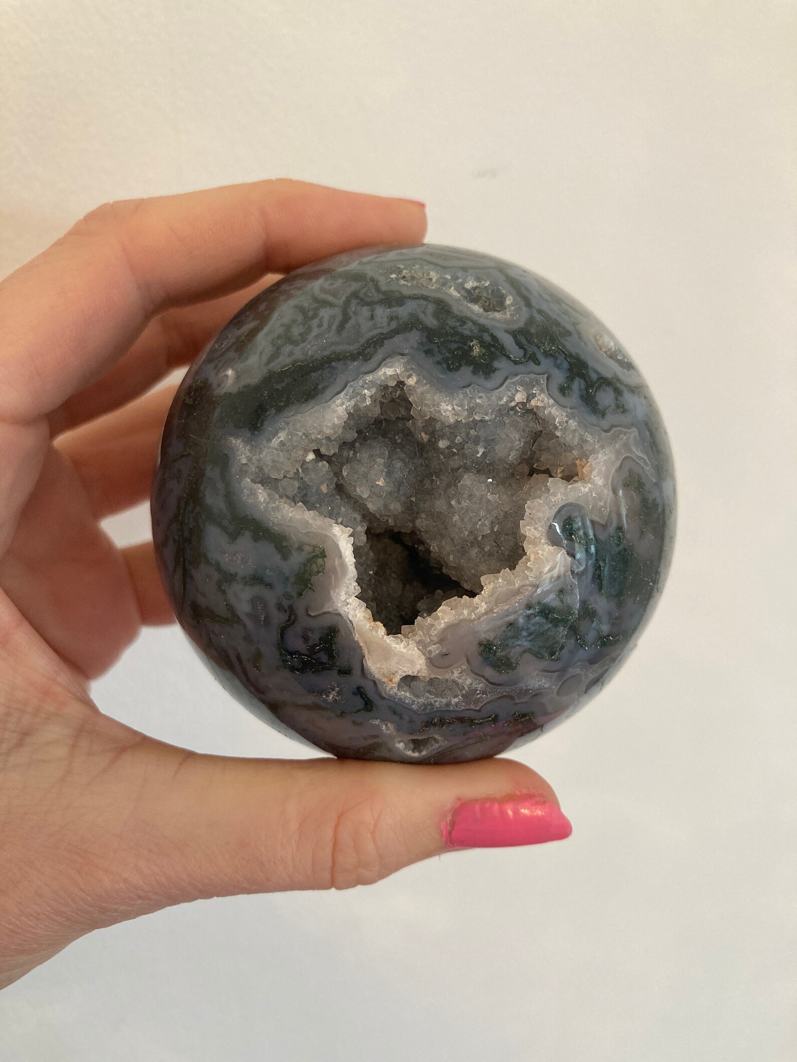 Druzy moss agate sphere | Etsy