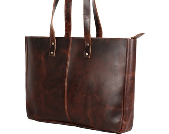 Free Personalized Leather Tote Bag Tote with Zipper Women Leather Tote Bags Tote Handbags Leather Tote bag with Zip Lifetime Warranty Gift