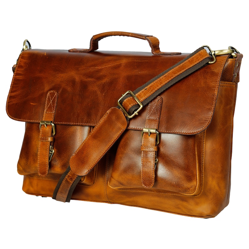 Lifetime Warranty Leather Messenger Bag Men Office Briefcase Etsy