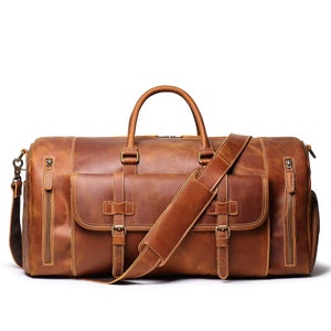 Personalized Duffel Bag,Leather Holdall Bag,Leather Overnight Bag,Leather Gym Bag for Men,Gift,Weekend Bag,