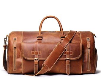 Personalisierter Seesack,Leder-Reisetasche,Leder-Overnight-Tasche,Leder-Sporttasche für Männer,Geschenk,Wochenendtasche,