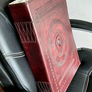 19 "Großes Jumbo Lederbuch Großes Buch der Schatten Lederbuch mit Lapis Stein Geprägten handgemachten Recycling Papier