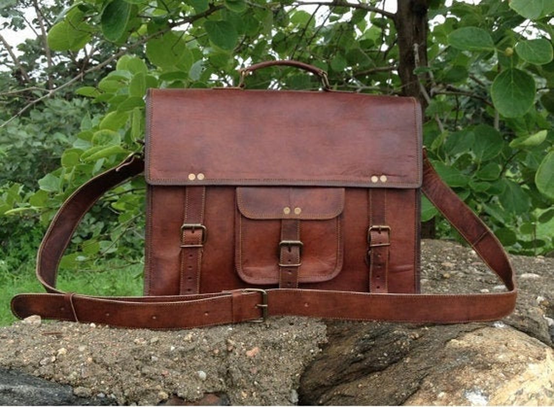 Classic Leather Messenger Bag Unisex Leather Satchel Men Etsy