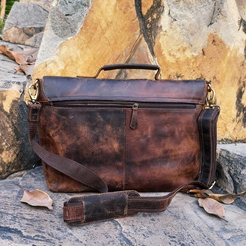 Lifetime Warranty Leather Messenger Bag Men Office Briefcase Crossbody