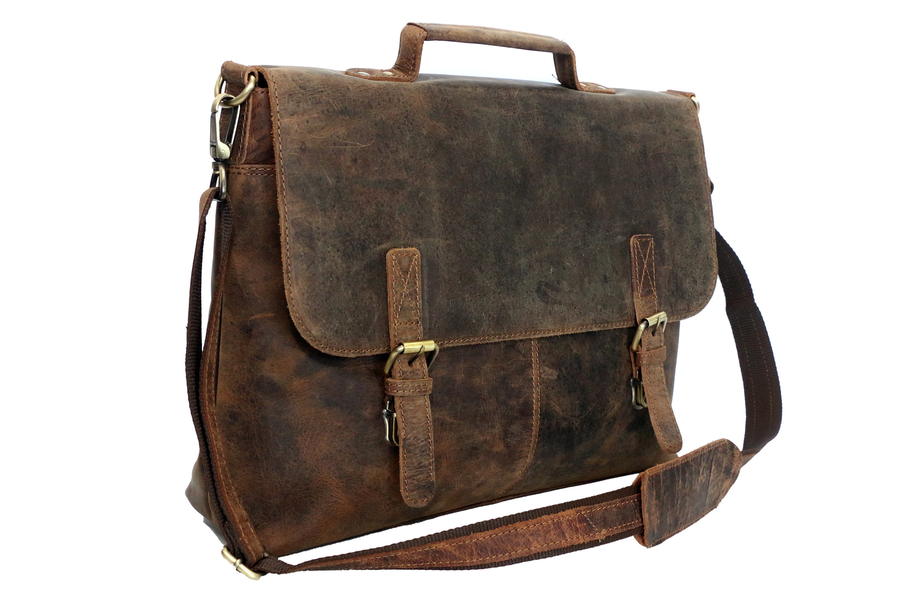 Rustic Look Leather Messenger Bag Leather Laptop Bag Men - Etsy