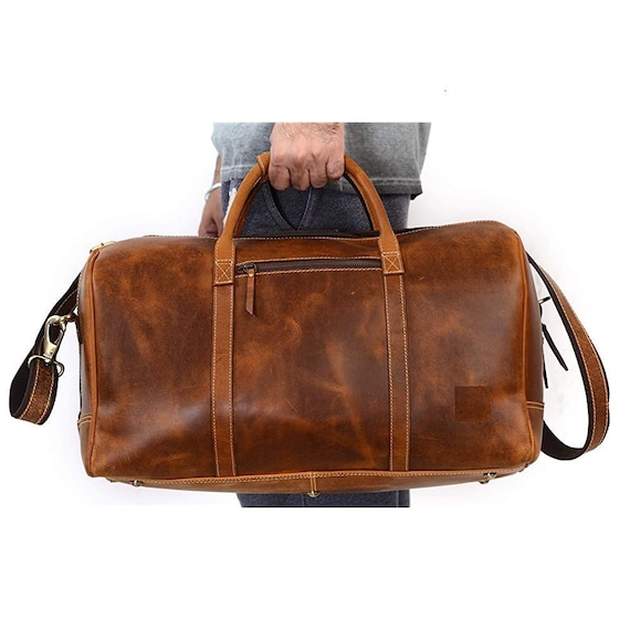 Free Personalized Large Leather Travel Duffle Bag for Men Etsy Australia