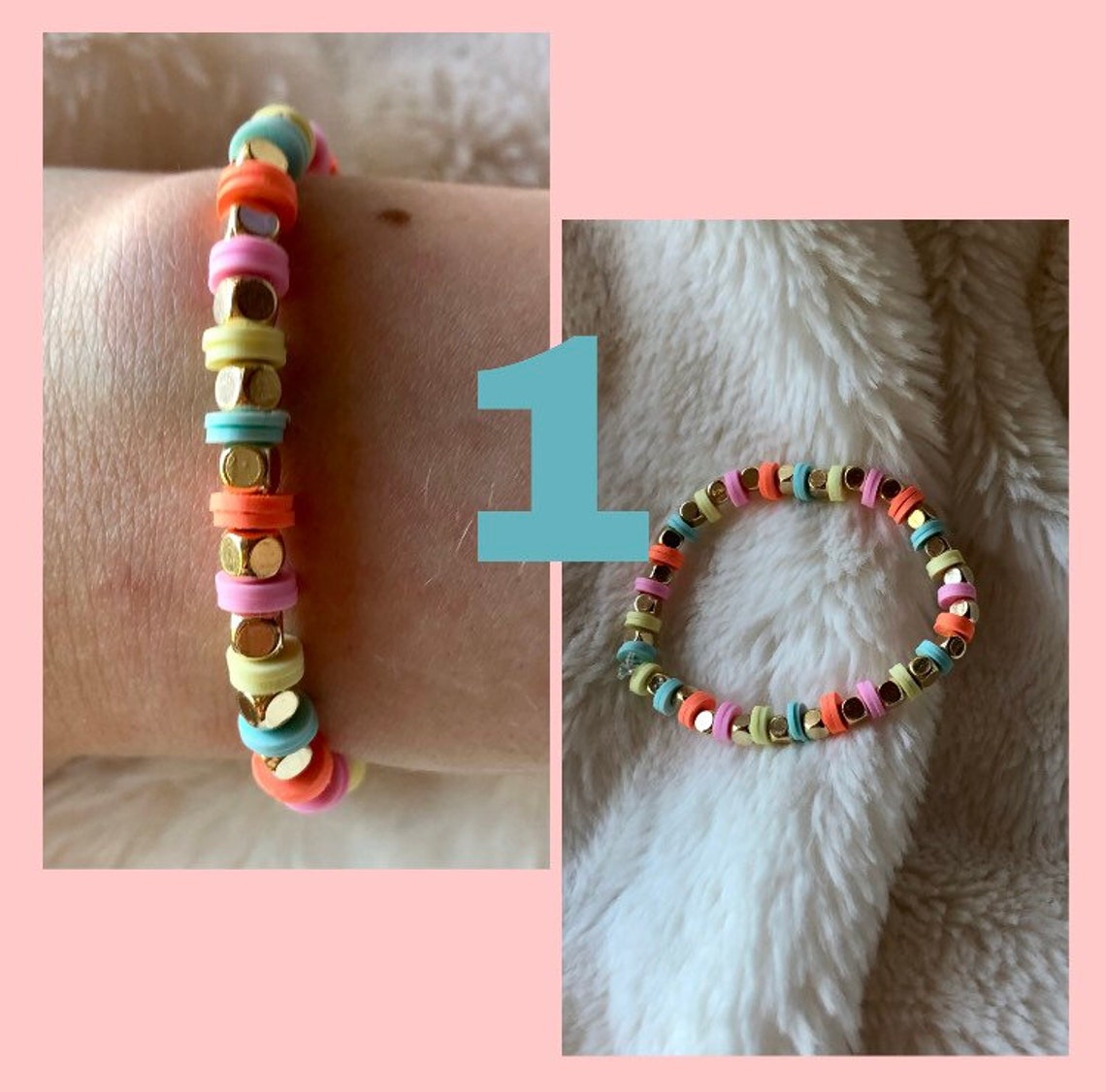 Flat Bead/clay Bead Bracelet VSCO Preppy Aesthetic Colorful Etsy