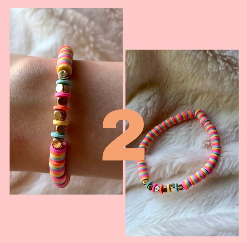 Flat Bead/clay Bead Bracelet VSCO Preppy Aesthetic Colorful Etsy