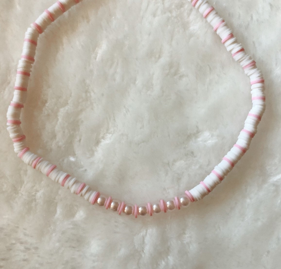 Flat Bead/clay Bead Pearl Necklace VSCO Preppy Aesthetic Etsy UK