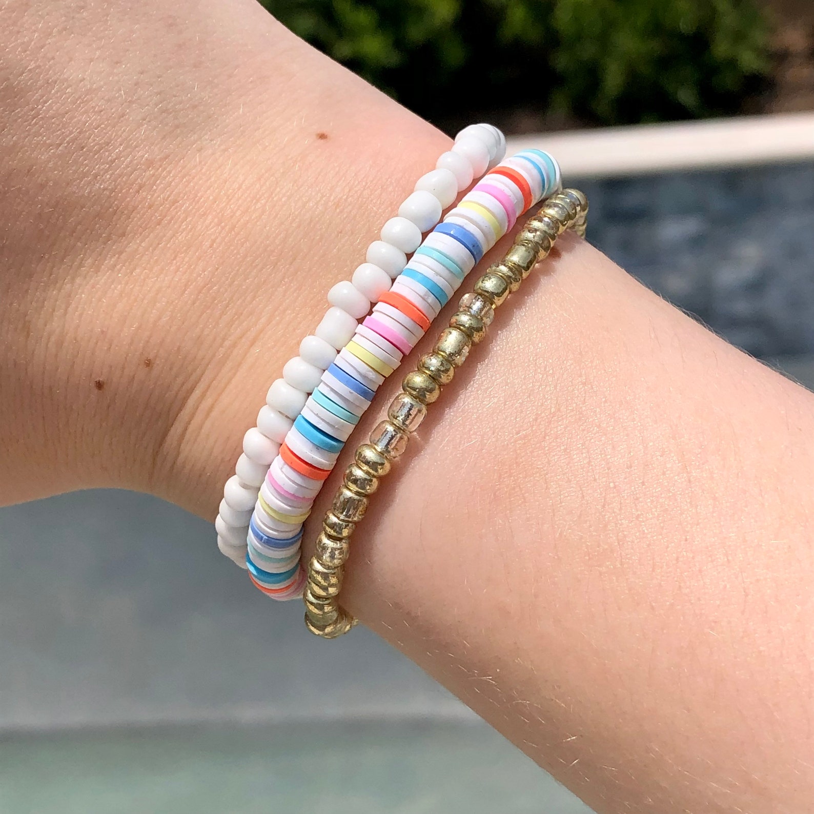 Flat Bead Clay Bead Pack Of 3 Bracelets VSCO Preppy Aesthetic Etsy de