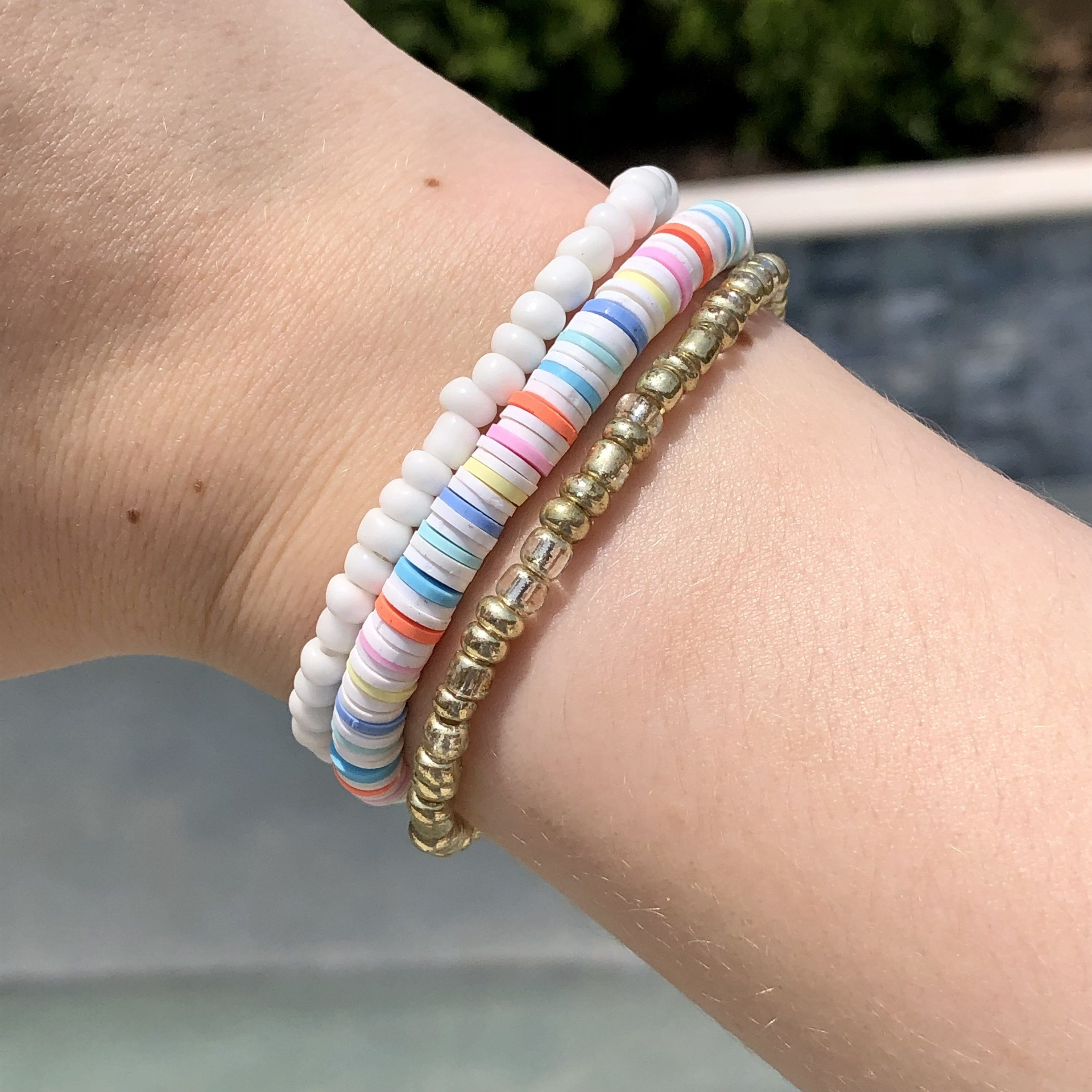 Flat Bead/Clay Bead Pack of 3 Bracelets Vsco Preppy Aesthetic