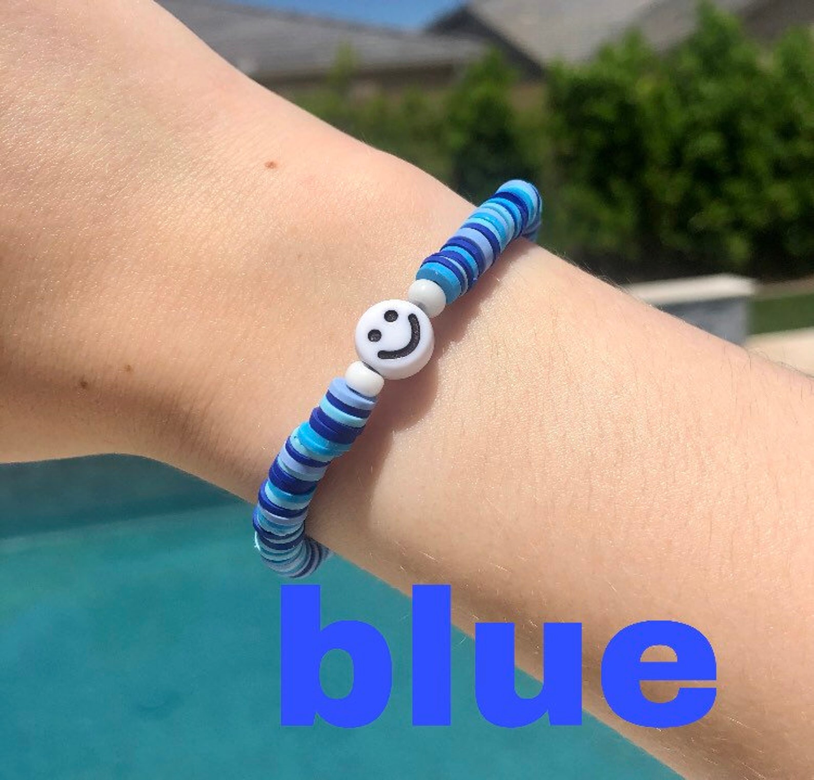 Clay Bead/flat Bead Smiley Face Bracelet Etsy