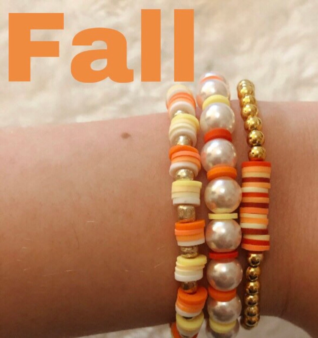 Halloween/fall Clay Bead/flat Bead Bracelet Pack Etsy