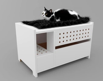 Inodoro para gatos, caja de arena para gatos, tapa de madera para inodoro de mascotas, muebles para animales, artículos para el hogar para gatos, regalo para mascotas, arena para gatos oculta, inodoro para gatos
