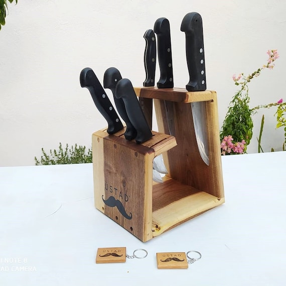 Porta cuchillos de madera personalizado, soporte para cuchillos, bloque de  cuchillos, decoración de cocina de madera, organizador de cocina, bloque de  cuchillos de madera, porta cuchillos de cocina -  México