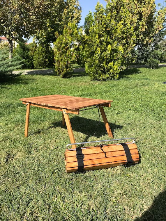 Outsunny 54 Portable Camping Table With Seat Wooden Portable Folding